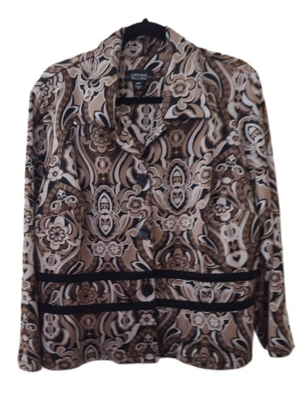R M Richards Plus Size Brown Black White Blazer Top 20WP